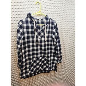 Flannel pullover hoodie with kangaroo pocket size S